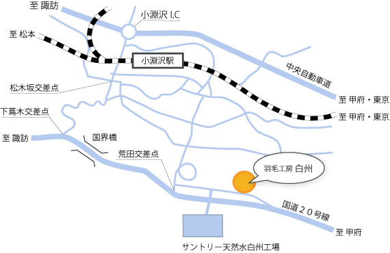 羽毛工房白州ご案内マップ